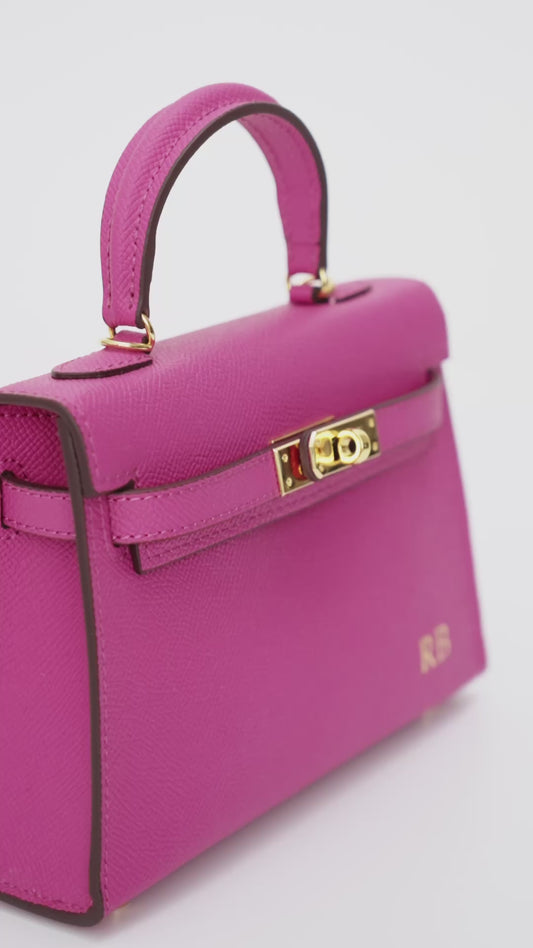 Lily & Bean Hettie Mini Bag -Rose Pink with Initials & Fabric Strap
