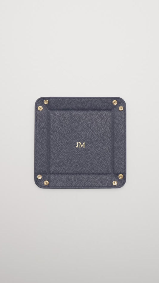 Trinkets Leather Tray Navy Blue