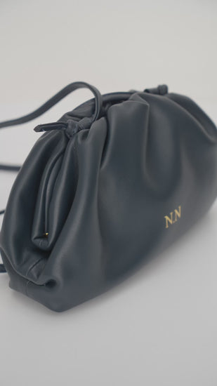 Navy leather clutch bag uk hot sale