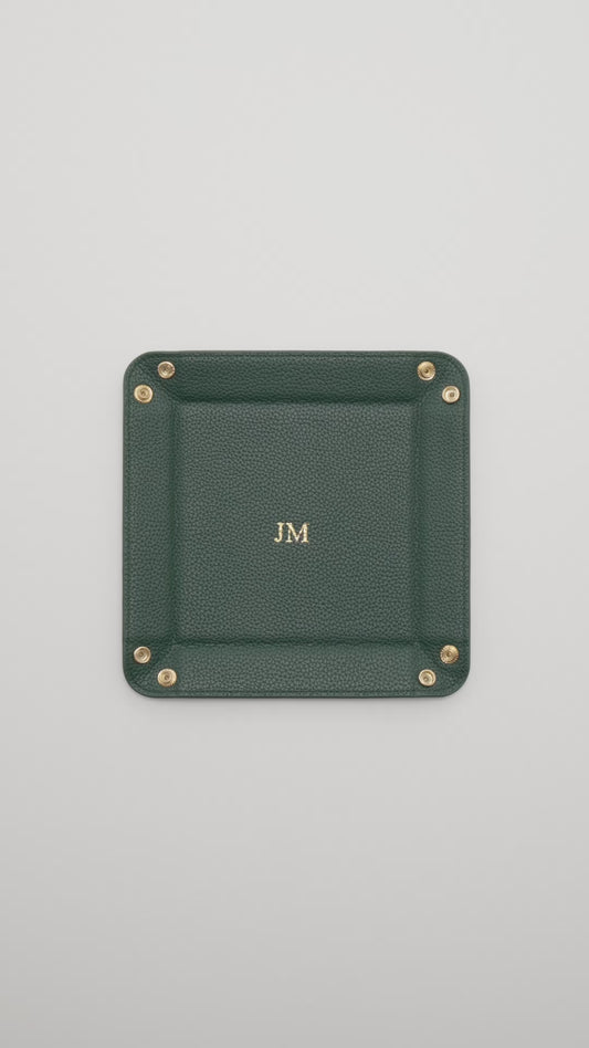Trinkets Leather Tray Racing Green