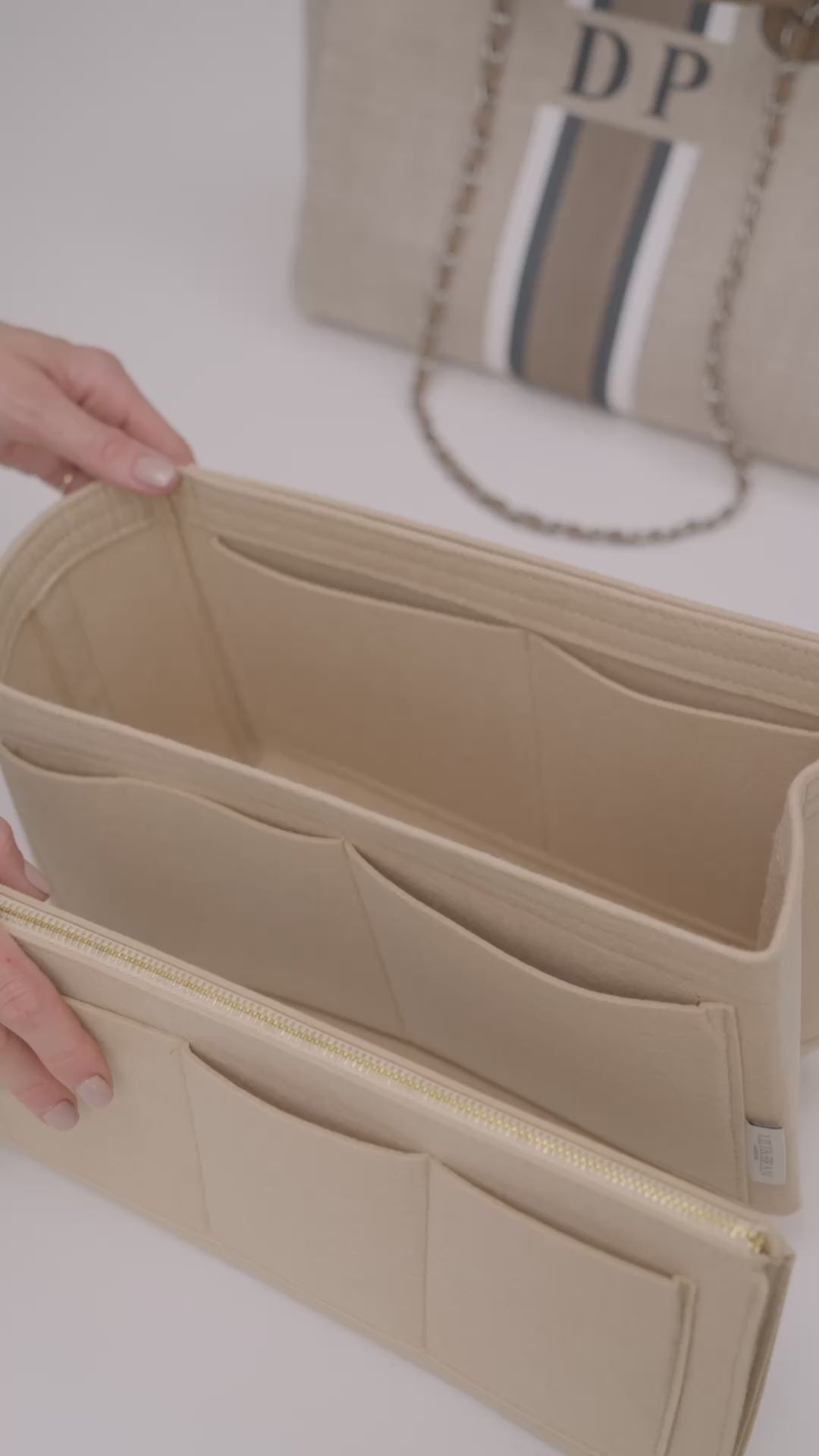 Canvas tote bag organizer insert medium