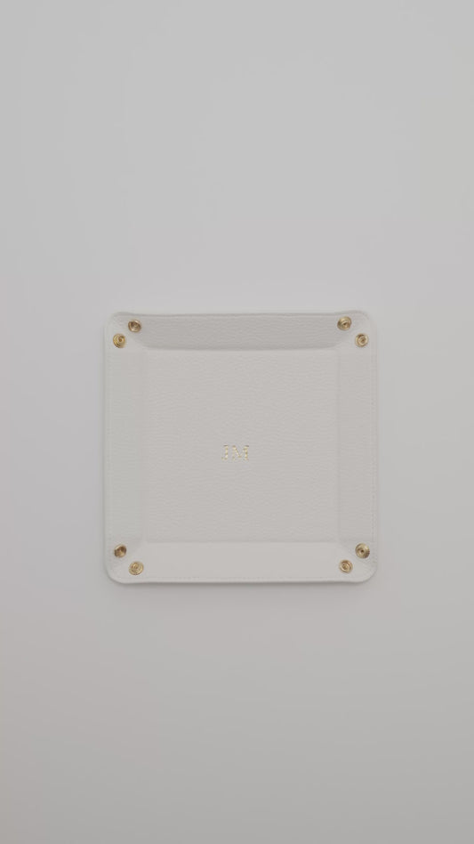 Trinkets Leather Tray Off White