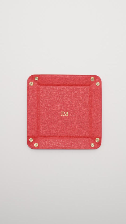 Trinkets Leather Tray Red