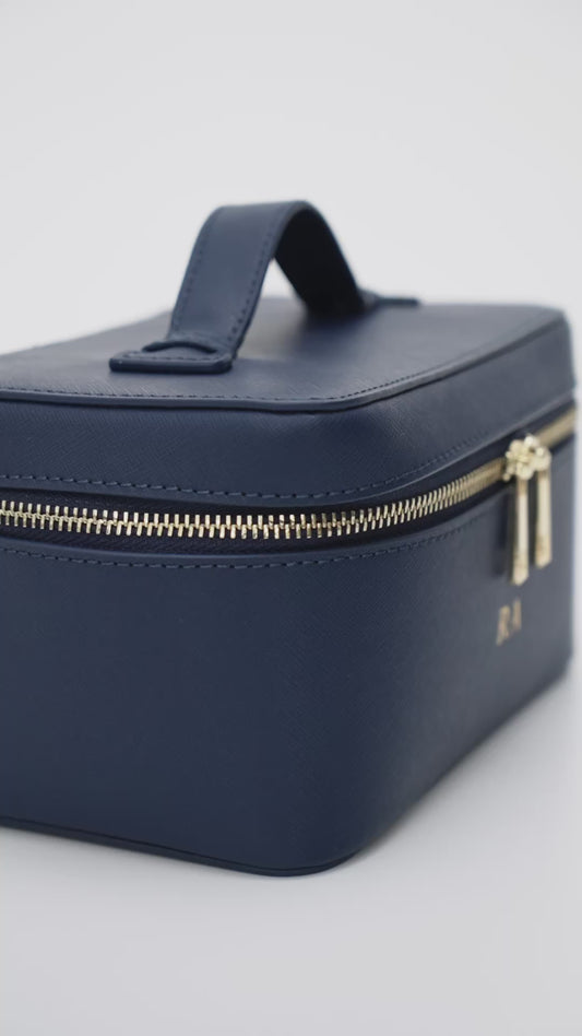 Lily & Bean Leather Travel Vanity Case Royal Navy