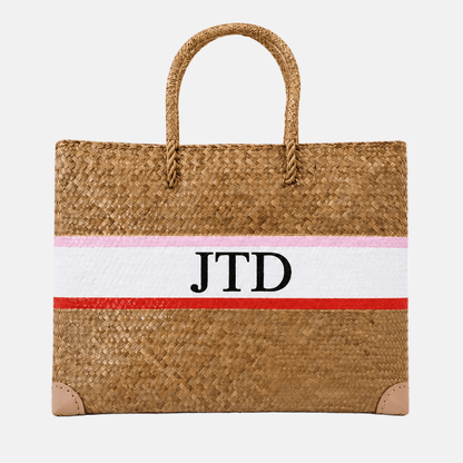 Straw Bag Set Straw bags- Red & Pink personalised_