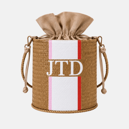 Straw Bucket Bag Personalised _