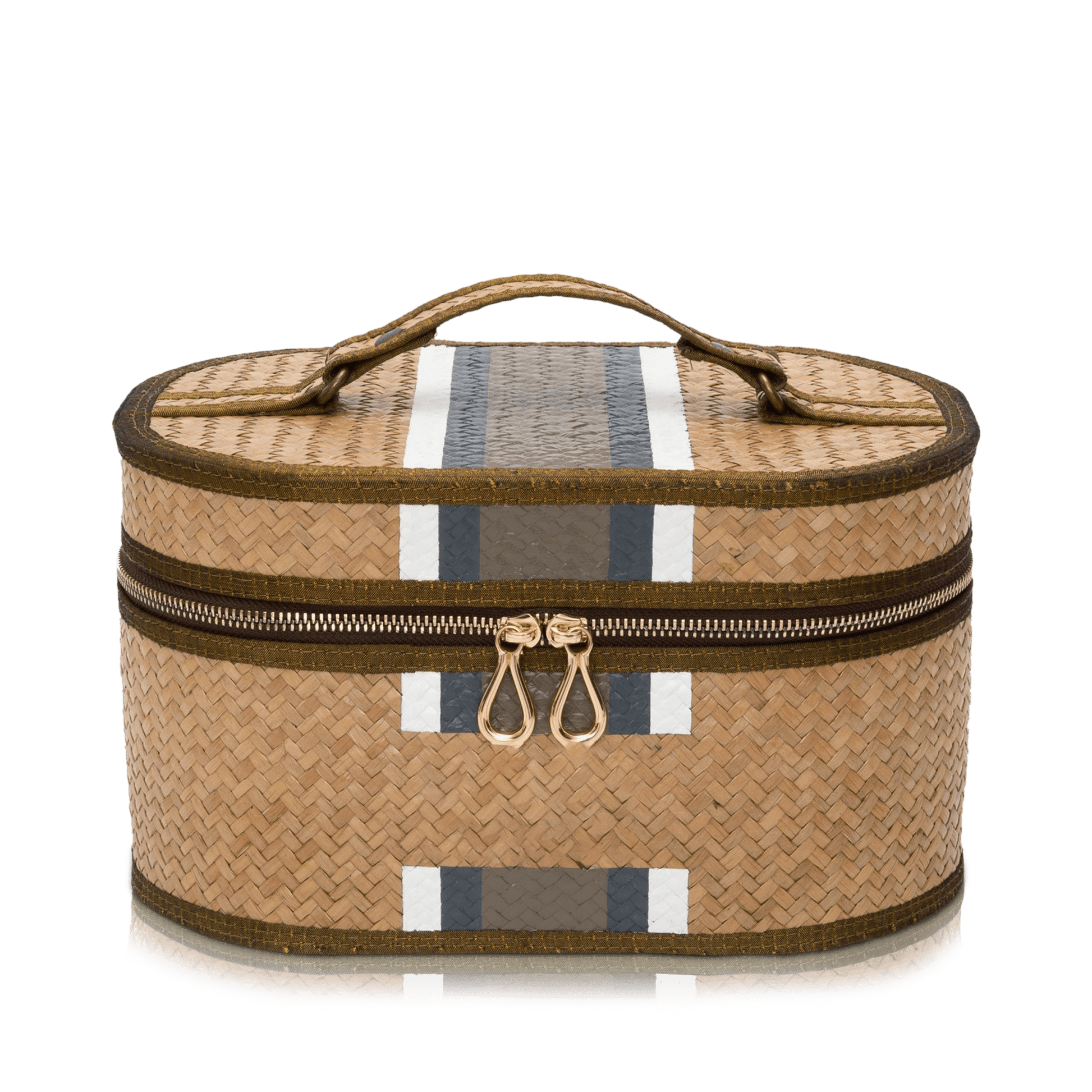 Straw Vanity Case – Beige Travel Vanity Cosmetic Storage