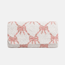 The Beaded Bow Clutch with Note - Pink