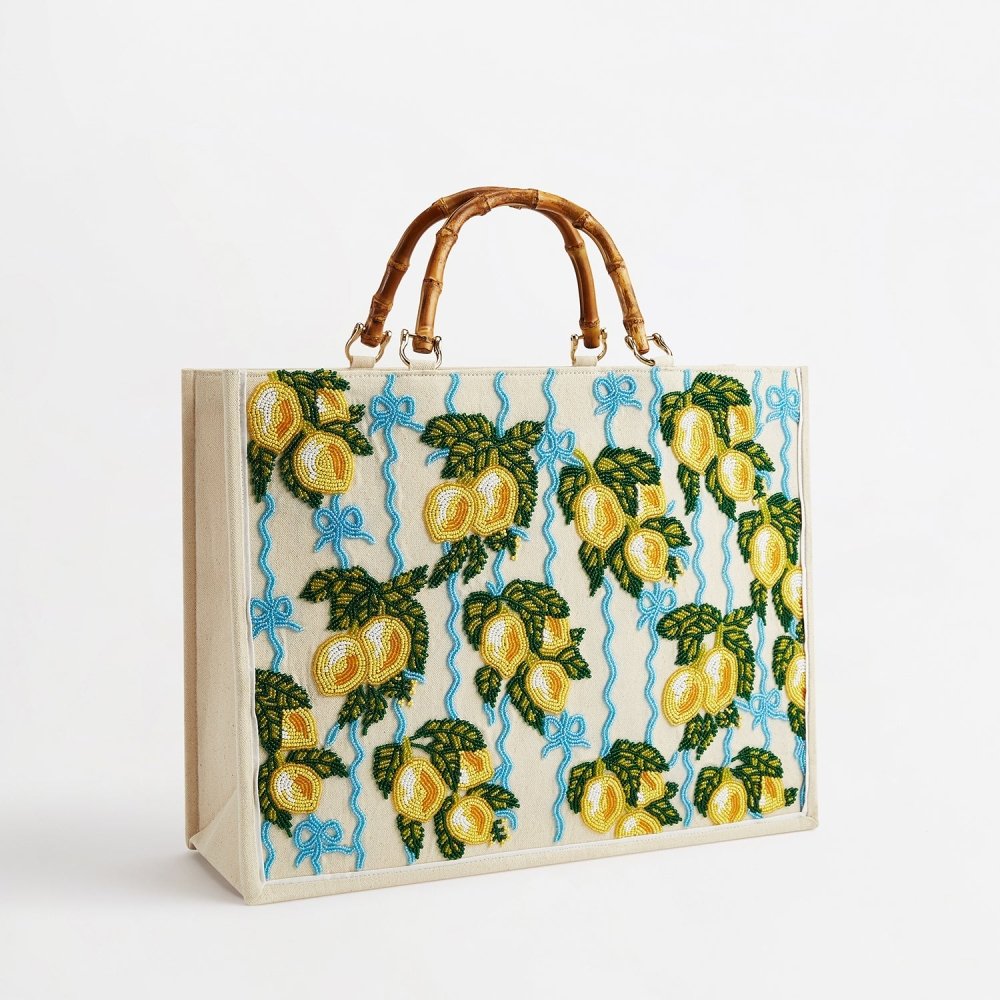 The Beaded Tote - Italian Lemons Personalised Handbag_