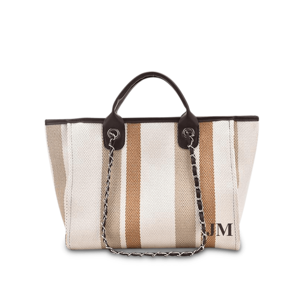 The Lily Canvas Tote - Cocoa Stripe - Medium