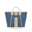 The Lily Canvas Medium - Dark Denim with Off White Handles_bags