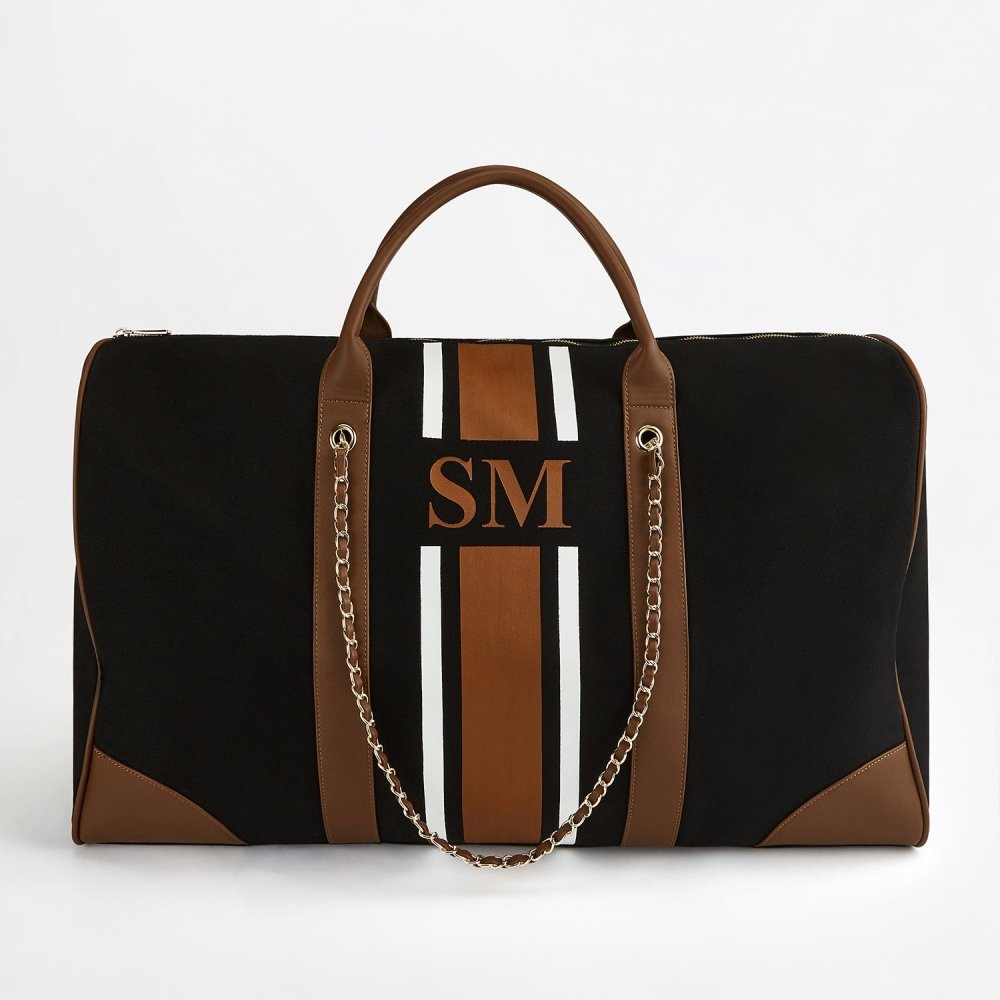 The Lily Canvas 'Take Me Away' Tote - Black & Tan