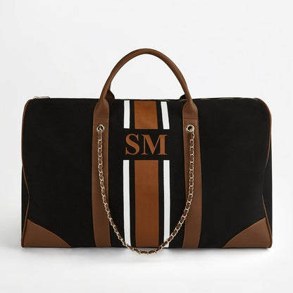 The Lily Canvas 'Take Me Away' Tote - Black & Tan