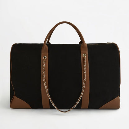 The Lily Canvas 'Take Me Away' Tote - Black & Tan