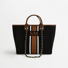 The Lily Canvas Tote - Black & Tan - Medium