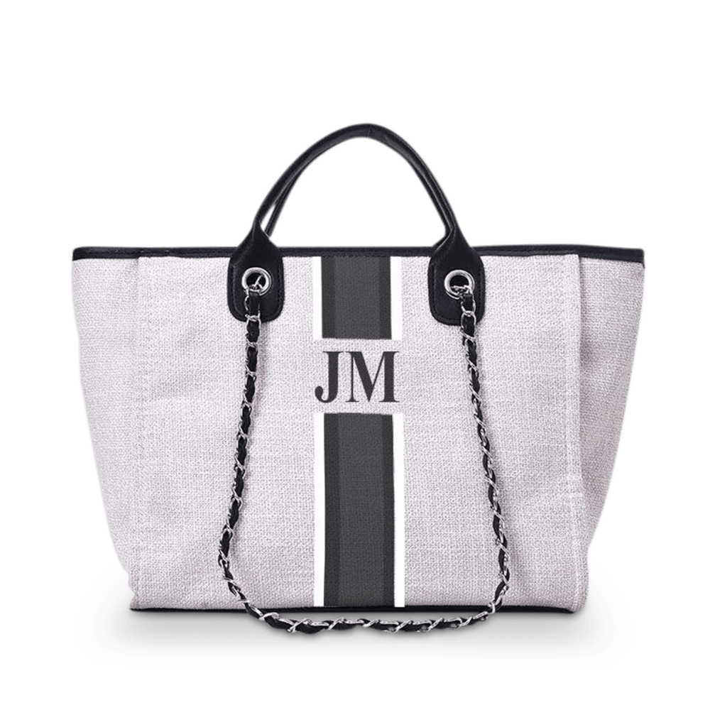 The Lily Canvas Tote - Washed Grey - Medium Personalised_