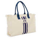 The Lily Fringe Tote - Cream & Navy_