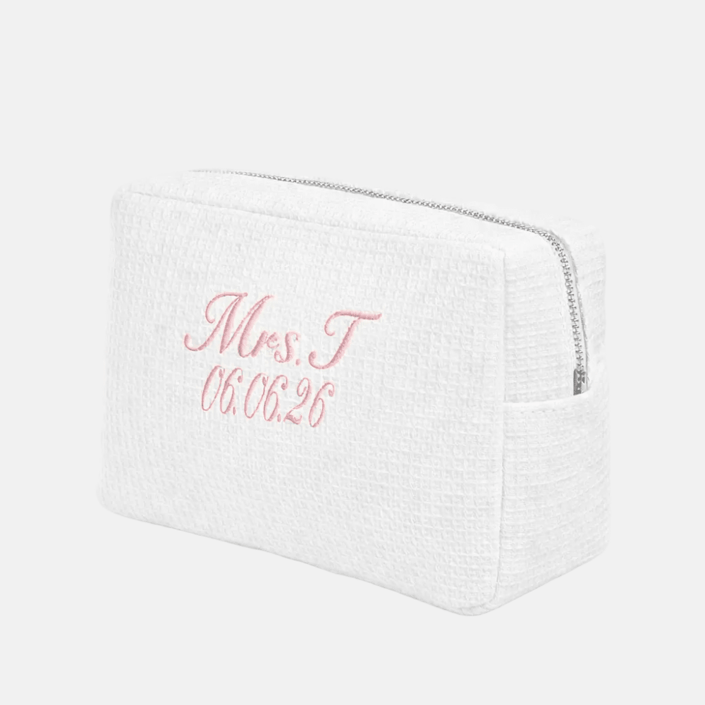 Waffle washbag - White Personalised _