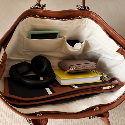 The Lily Canvas Tote - Black & Tan - Jumbo