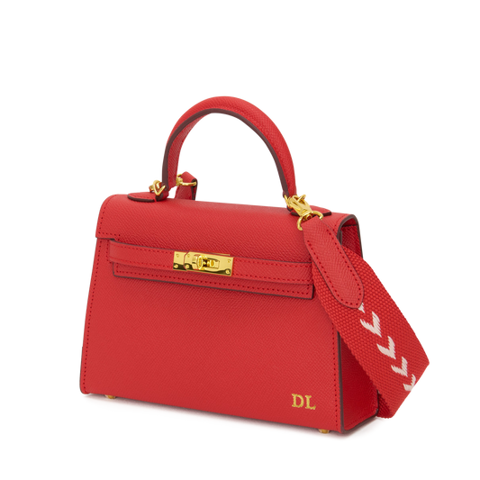 Lily & Bean Hettie Mini Bag - Traffic Light Red with Initials
