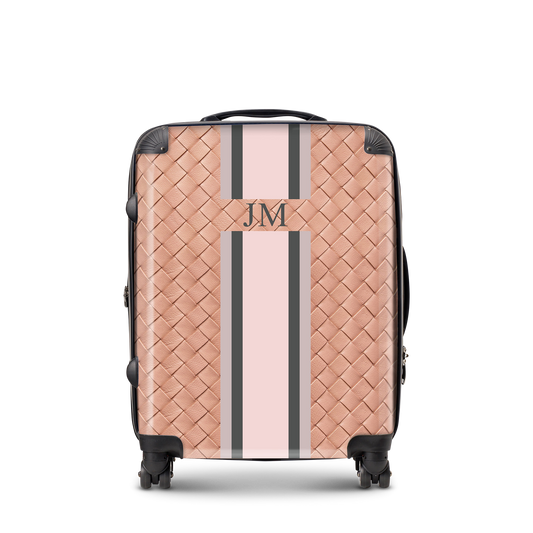 Lily & Bean personalised Luggage Duty Pink Woven with Stripes