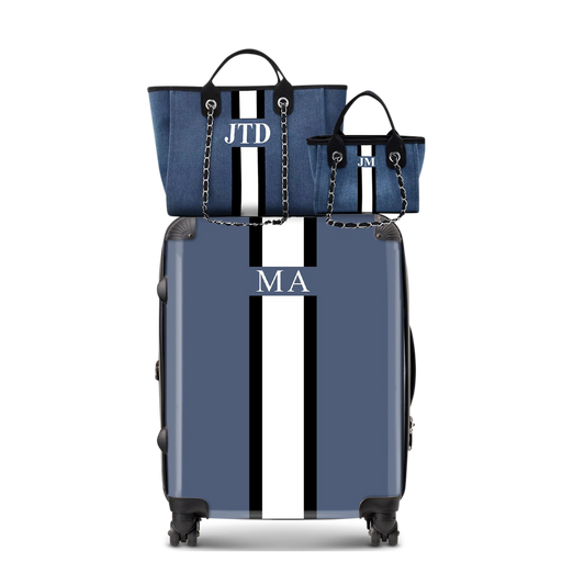 Lily & Bean Set of 3 Denim Cabin Suitcase, Medium Tote & Mini Tote