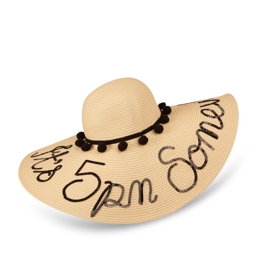 Lily & Bean Floppy Straw Hat Hat Sequin Personalized Pom Pom Band