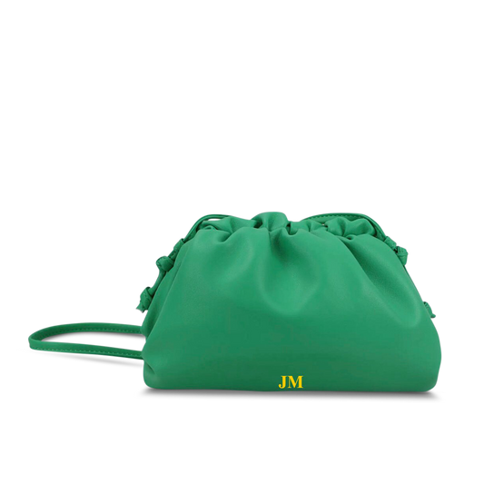 The Jeanie Leather Clutch in Apple Green