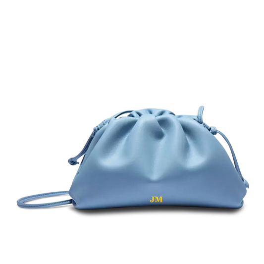 The Jeanie Leather Clutch in Sky