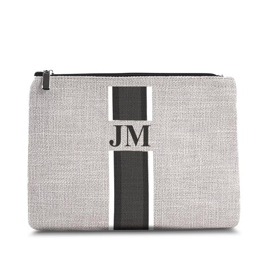 The Lily and Bean Makeup Bag Washed Grey with White, Grey and Black