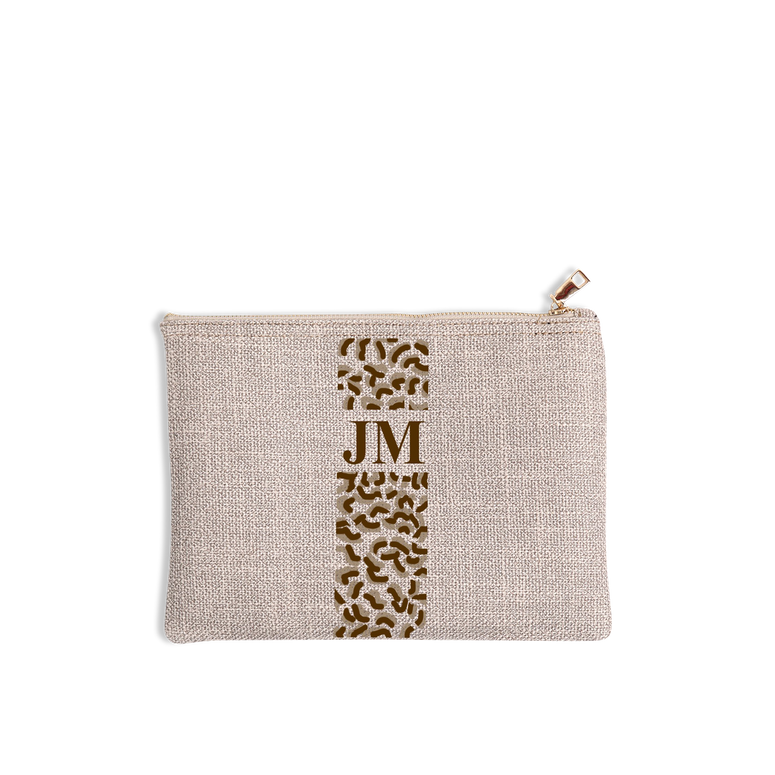 The Lily Leopard Makeup Bag with Initials