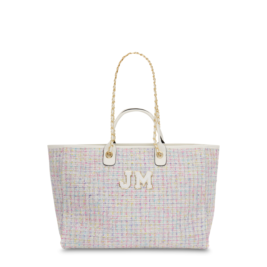 Lily & Bean Pastel Multi Tweed Jumbo Tote with Chenille Initials