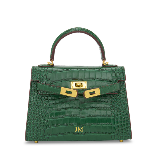 L B Hettie Bag Emerald Green Croc Effect