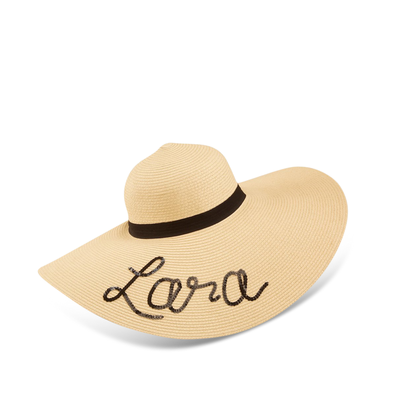 Lily & Bean Floppy Sequin Straw Hat with Heart on Name