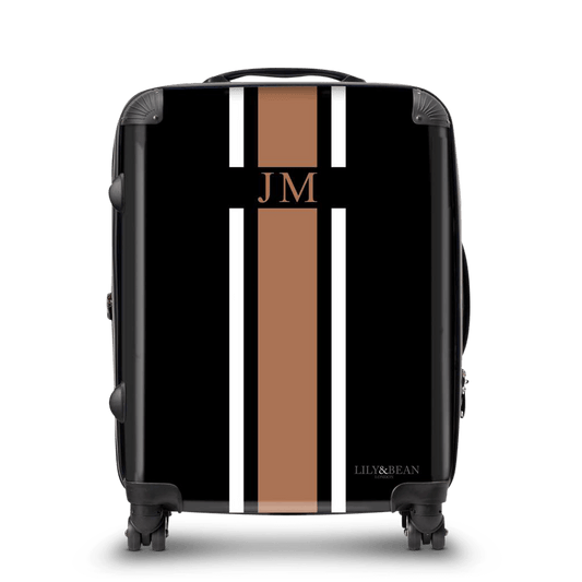 Lily & Bean personalised Black with Tan Luggage All Sizes