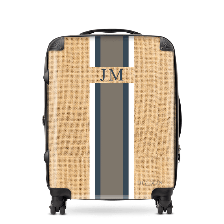 Lily & Bean personalised Hessian Luggage with Classic Stripes
