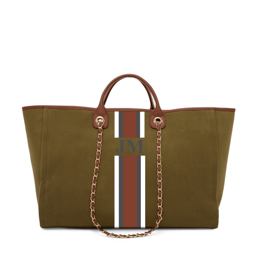 Lily & Bean Classic Forest Green Canvas Tote Jumbo Tan Handles Design your Own