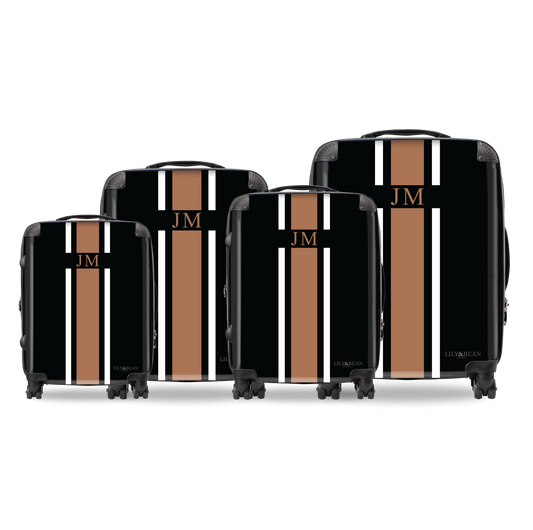 Lily & Bean personalised Black with Tan Luggage All Sizes