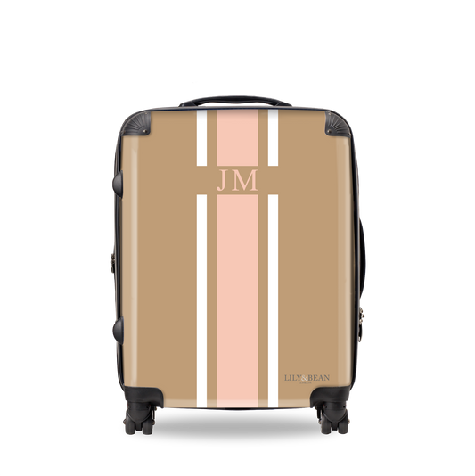 Lily & Bean personalised Biscuit Luggage with White and Pink