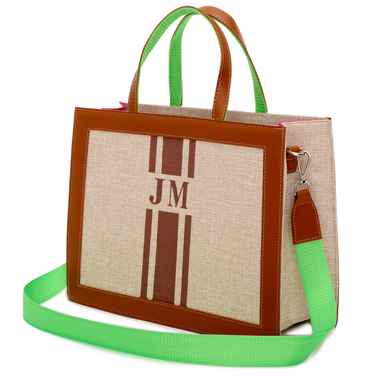 Lily and Bean Lime Splash Leather Trimmed Tote