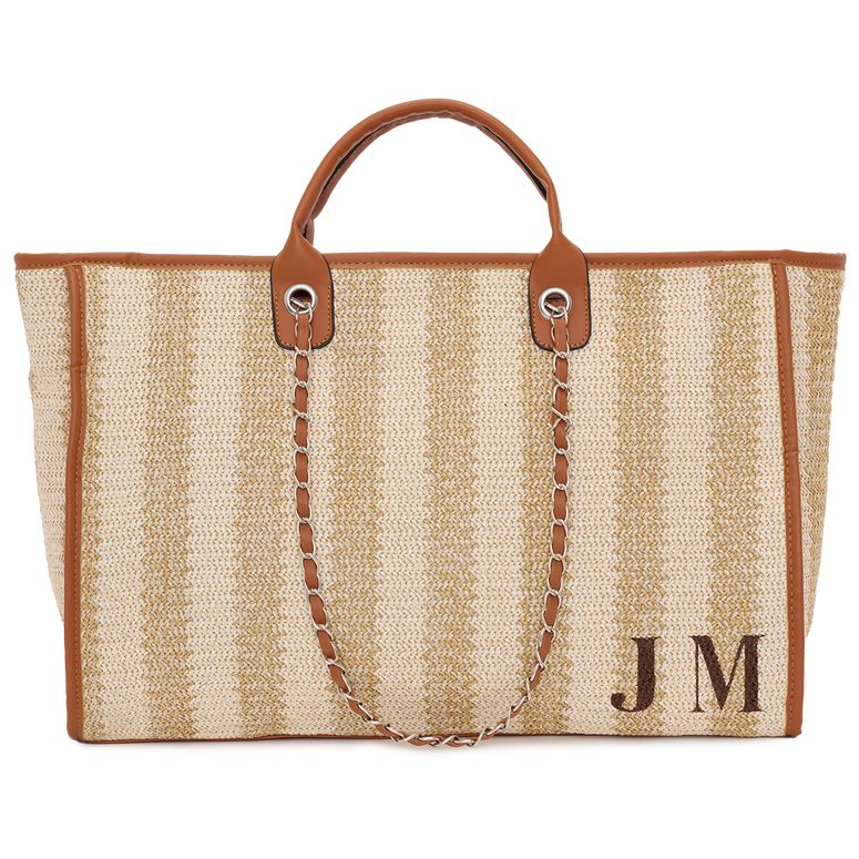 Lily & Bean Summer Cream Tote with Initials Jumbo
