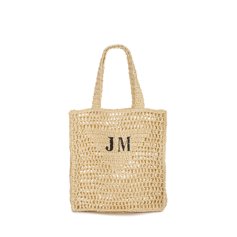 Lily & Bean Lattice Straw Shopper with Initials