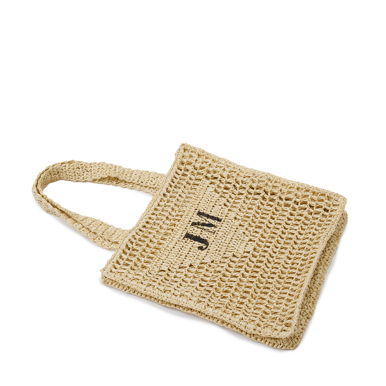 Lily & Bean Lattice Straw Shopper with Initials