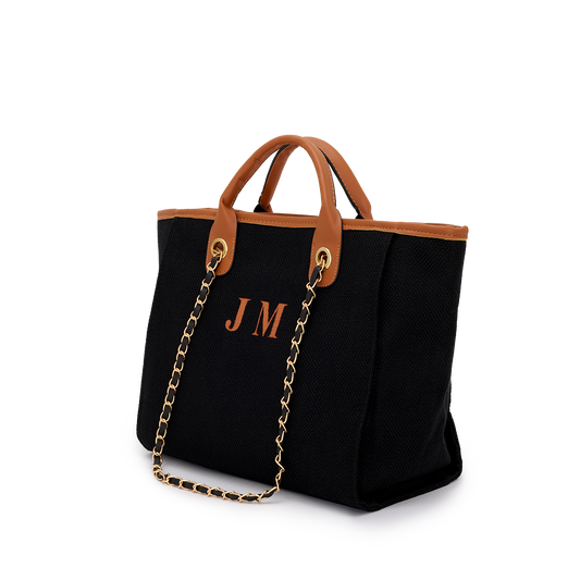 One off Sample Bag Black with Tan Initials Only Medium