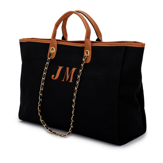 One off Sample Bag Black with Tan Initials Only Jumbo