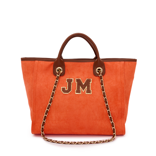 Lily & Bean Canvas Bubblegum Fringe Tote with Double Tan Stripe