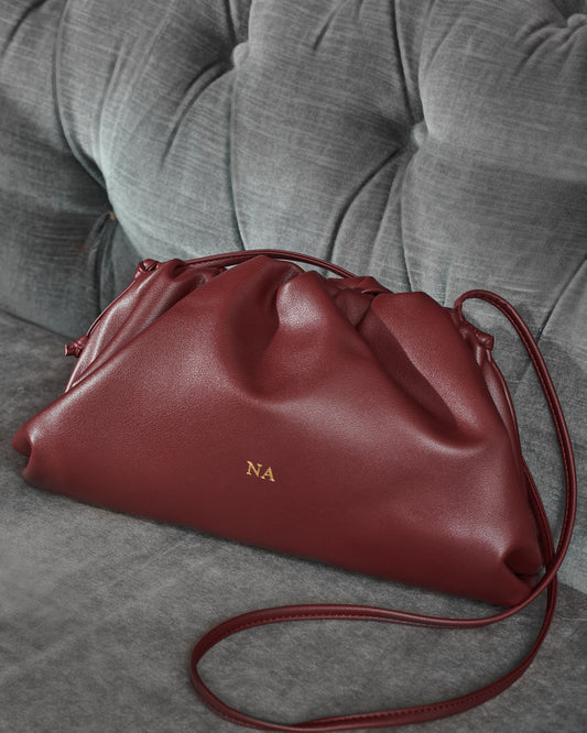 The Jeanie Leather Clutch in Bordeaux