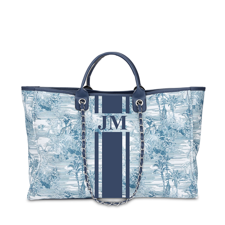 Lily and Bean Medium Blue Tropical Stripe Bag Navy