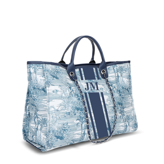 Lily and Bean Medium Blue Tropical Stripe Bag Navy