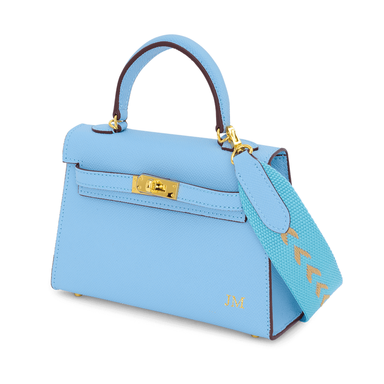 Lily & Bean Hettie Mini Bag -  Glacier Blue with Initials & Fabric Strap